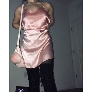 Pink Faux Silk Dress